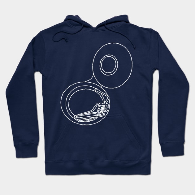 Rough White Tuba Drawing Hoodie by Barthol Graphics